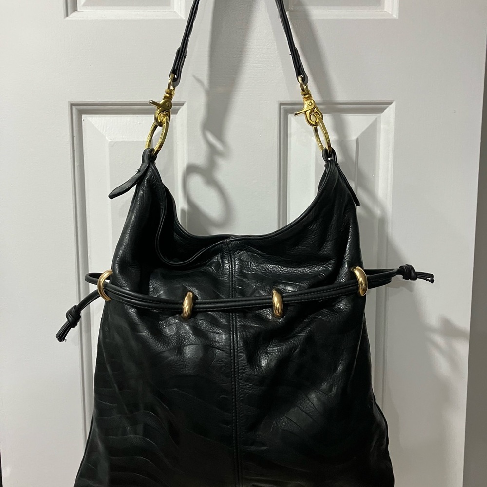 Andre Oliver Black and Gold Hobo Bag